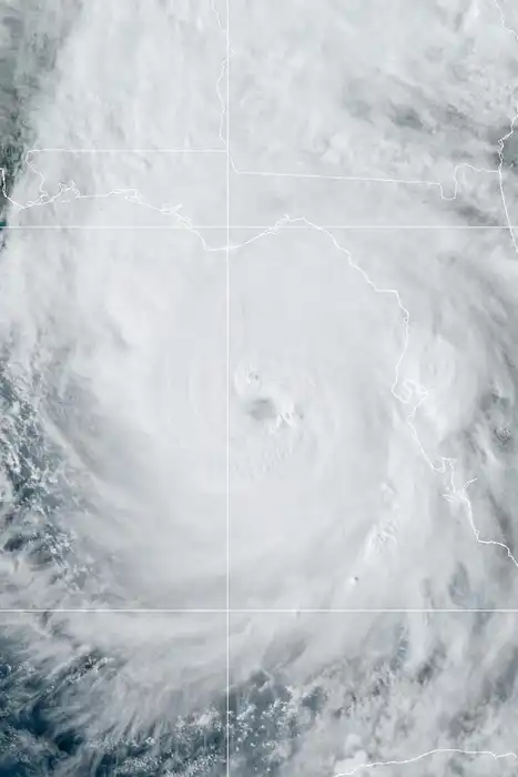 Historical satellite image of Hurricane Helene over the Gulf of Mexico and Florida on September 26, 2024.