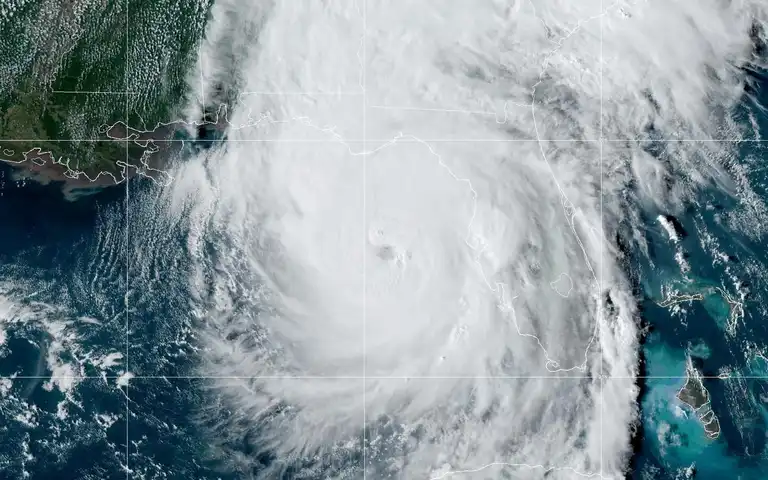 Historical satellite image of Hurricane Helene over the Gulf of Mexico and Florida on September 26, 2024.